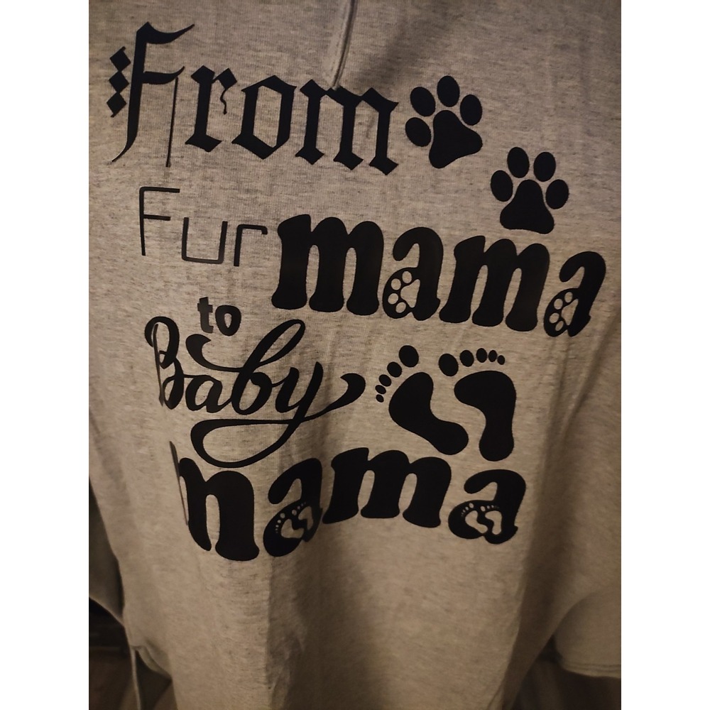 From Fur Mama To Baby Mama Hooded Gray  Sweatshirt NEW Maternity Size Medium - Picture 2 of 7